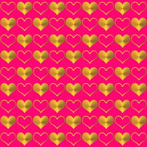 Gold Hearts on Hot Pink