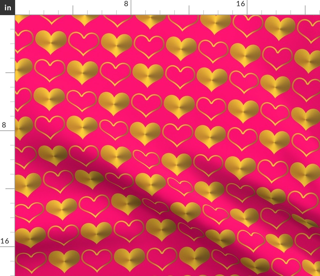 Gold Hearts on Hot Pink