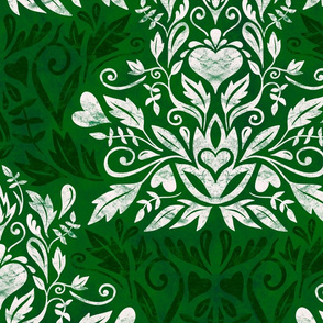 modern damask - emerald - large scale