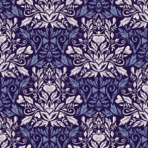 modern damask - dark blue