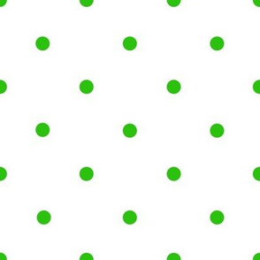Smaller green polka dots on white