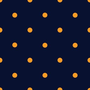 Smaller orange polka dots on dark blue