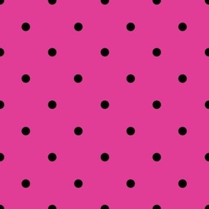 Smaller black polka dots on fuchsia