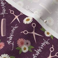 Hairapist - plum- floral shears and combs - professional stylist hair dresser - LAD20
