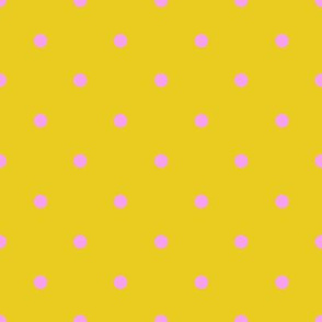 Smaller pink polka dots on yellow