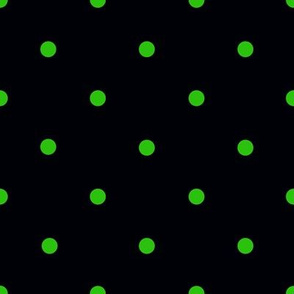Smaller green polka dots on black