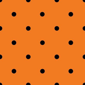 Smaller black polka dots on orange