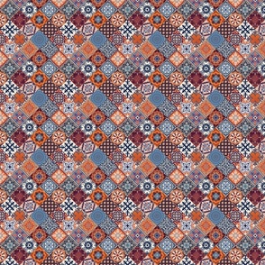 Dollhouse Talavera Tiles Blue Orange Cream Burgundy Red