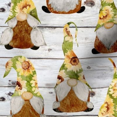 Sunflower Gnomes on Shiplap - medium scale