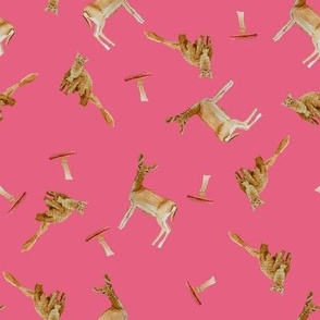 Forest animals on bright pink