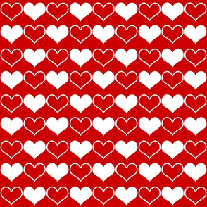 White Hearts on Red