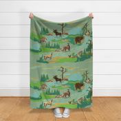 Paint by number woodland animals Scaled for heavy cotton twill 