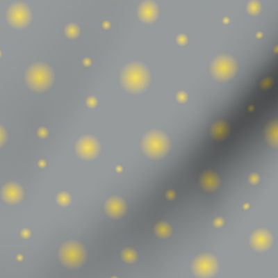 yellow fireflies polka dots on gray by rysunki_malunki