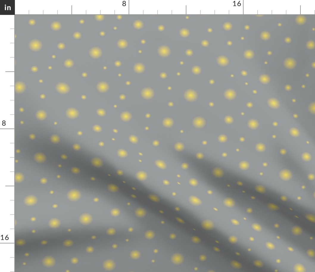 yellow fireflies polka dots on gray by rysunki_malunki