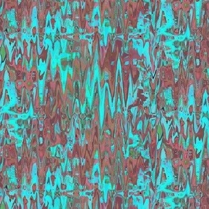 ZDB3 - Large -  Zigzag Digital Batik in Rust and Turquoise