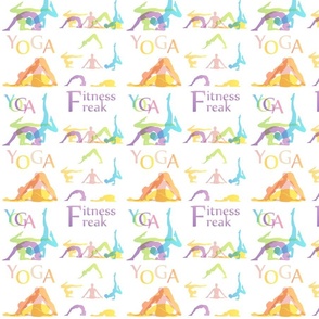 Fitness freak yoga short quotes and colorful silhouette