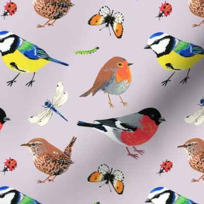 Hand painted birds and insects