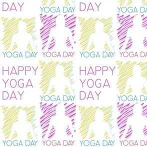 happy yoga day scribble art quote