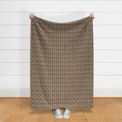 Tiny Trotting chocolate Labrador Retrievers and paw prints - faux linen