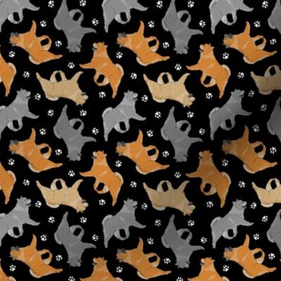 Tiny Trotting smooth coat Chow Chow and paw prints - black