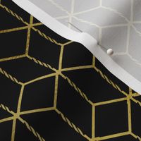 Amelia Chicken Wire - Double Square - Gold on Black