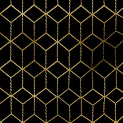 Amelia Chicken Wire - Double Square - Gold on Black