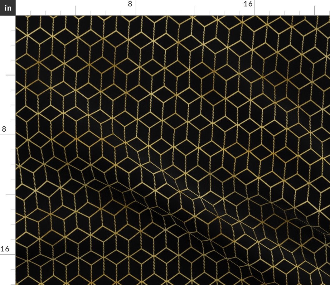 Amelia Chicken Wire - Double Square - Gold on Black
