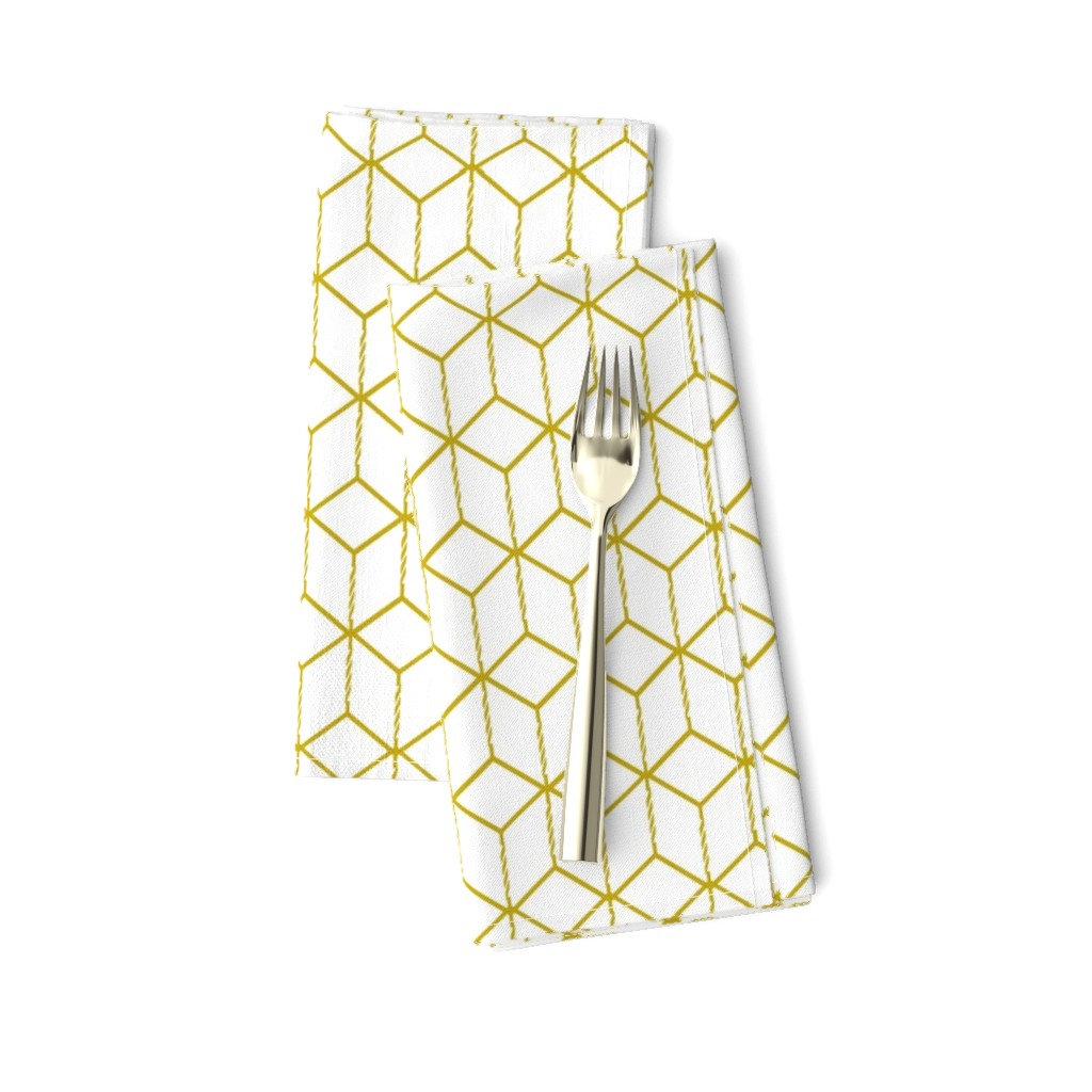 Amelia Chicken Wire - Double Square - Gold on White