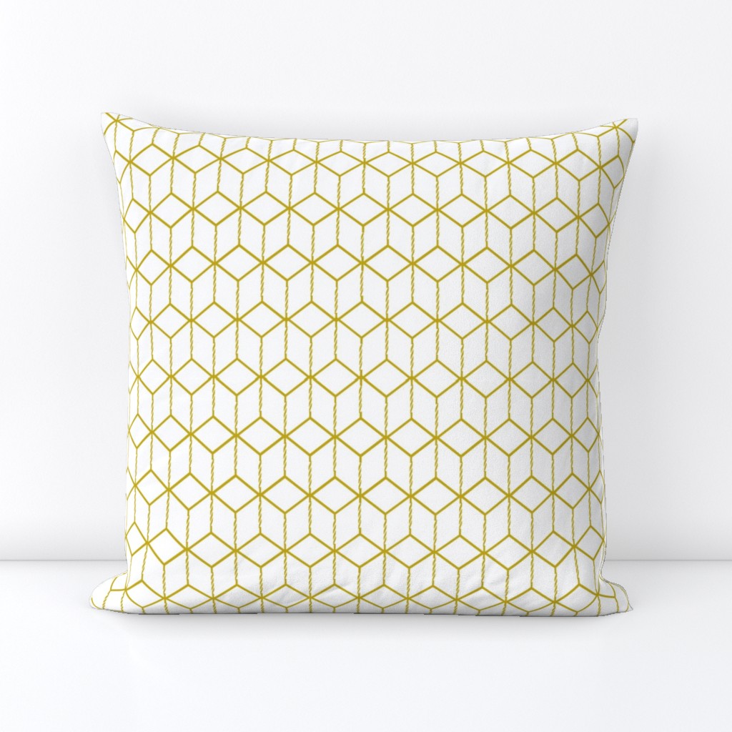 Amelia Chicken Wire - Double Square - Gold on White