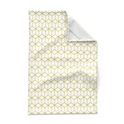 Amelia Chicken Wire - Double Square - Gold on White