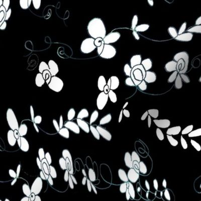 floral and vine black and white 