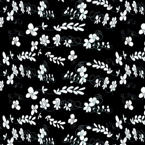 floral and vine black and white 
