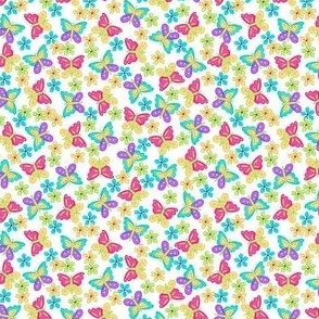 Butterflies Multicolor White Small