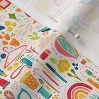 Small Scale Create Joy // Happy Maker Fabric // © ZirkusDesign // Art, Sewing, Quilting, Crafting, Knitting, Sunshine, Butterfly, Rainbow, Coffee, Printmaking, Hot Air Balloon, Floral, Bird