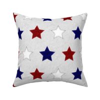 Red White and Blue Stars Off White Fabric Look Background - Large Scale