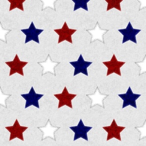 Red White and Blue Stars Off White Fabric Look Background - Large Scale