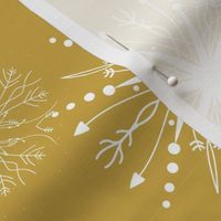 snow flakes gold background