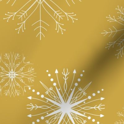 snow flakes gold background