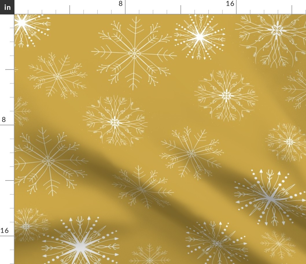 snow flakes gold background