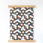 micro hexies: rust, slate, olive