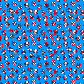 patriotic paw prints on blue micro