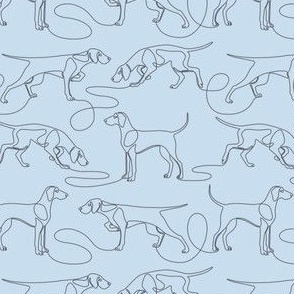 Continuous Line Weimaraners (Blue-Grey Background) – Small Scale