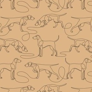 Continuous Line Weimaraners (Camel Background) – Small Scale