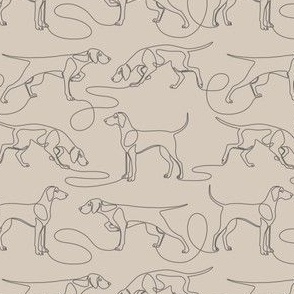 Continuous Line Weimaraners (Light Taupe Background) – Small Scale