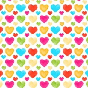 Watercolor Hearts Large and Small White Background