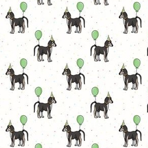 Hand drawn cute greyhound dog with party hat pattern. 
