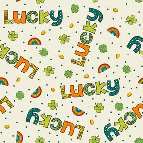Lucky Scattered Pattern on Beige with Confetti