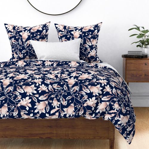 REIMAGINED DAMASK FLORAL NAVY   by art for joy lesja saramakova gajdosikova design