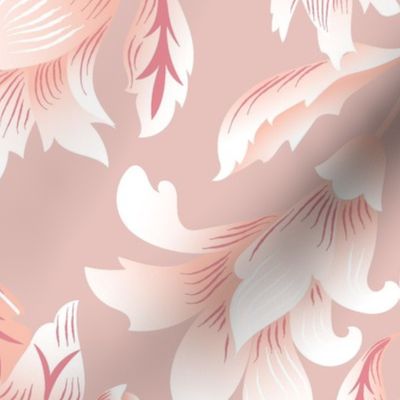 REIMAGINED DAMASK  FLORAL PINK  by art for joy lesja saramakova gajdosikova design