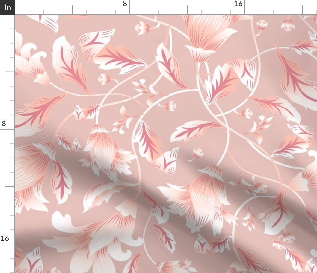 REIMAGINED DAMASK  FLORAL PINK  by art for joy lesja saramakova gajdosikova design